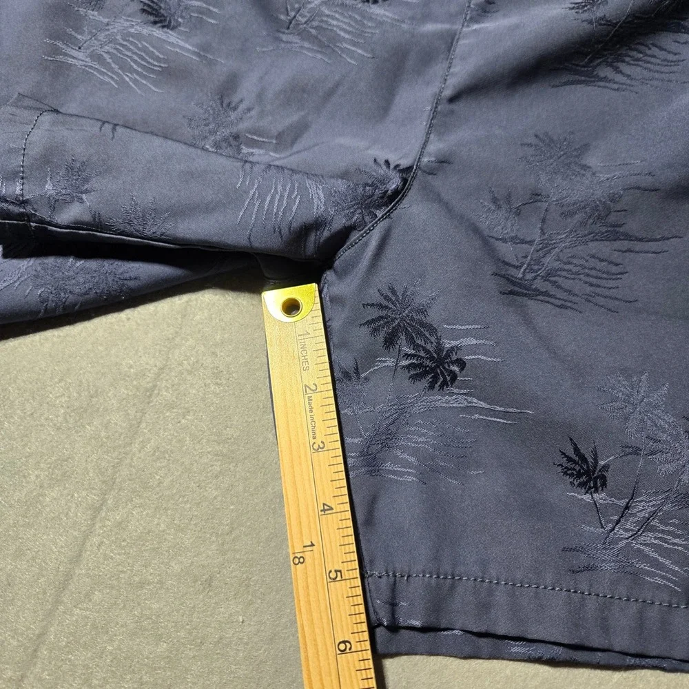 Tommy Bahama Relax Mens L Swim Trunks Navy Blue Jacquard Palm Tree Marlin Logo